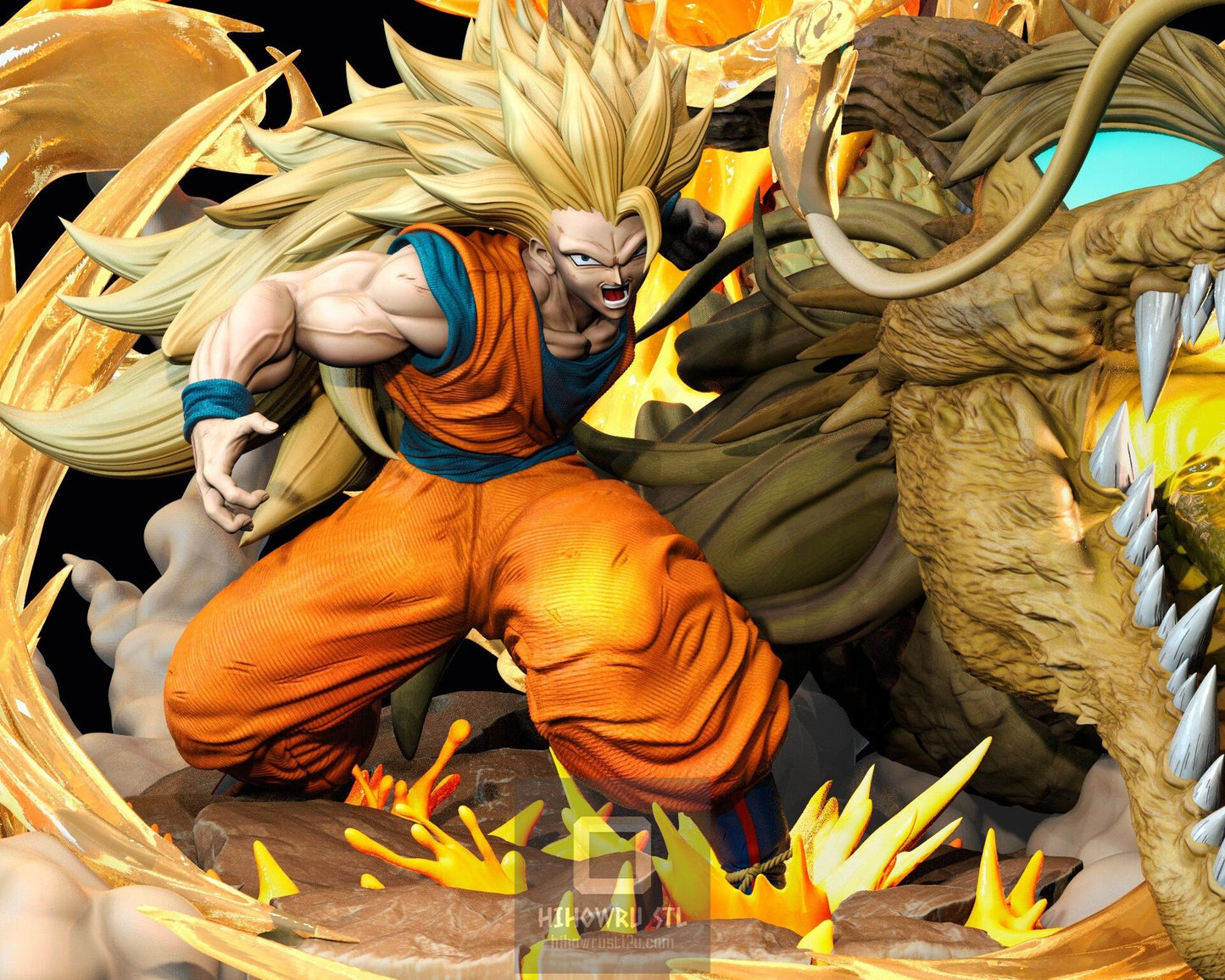 4576 Goku SSJ3 Dragon Fist Diorama - Dragon Ball - STL 3D Print Files