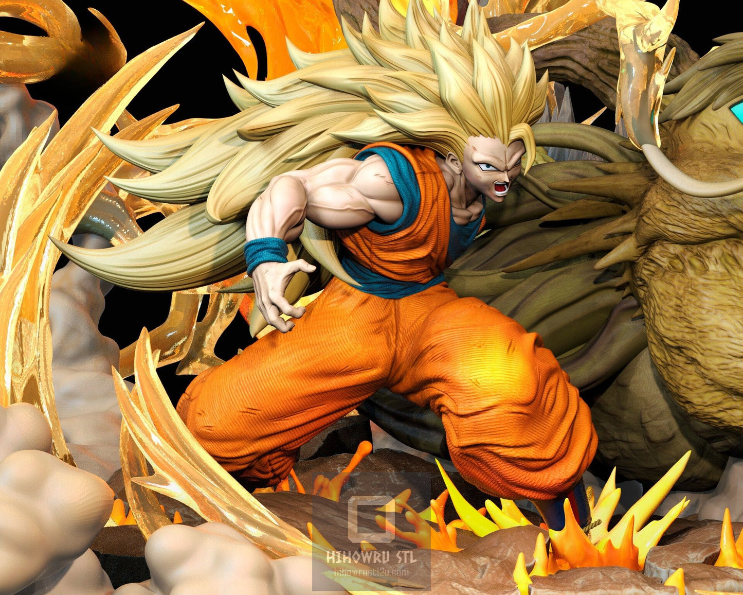 4576 Goku SSJ3 Dragon Fist Diorama - Dragon Ball - STL 3D Print Files