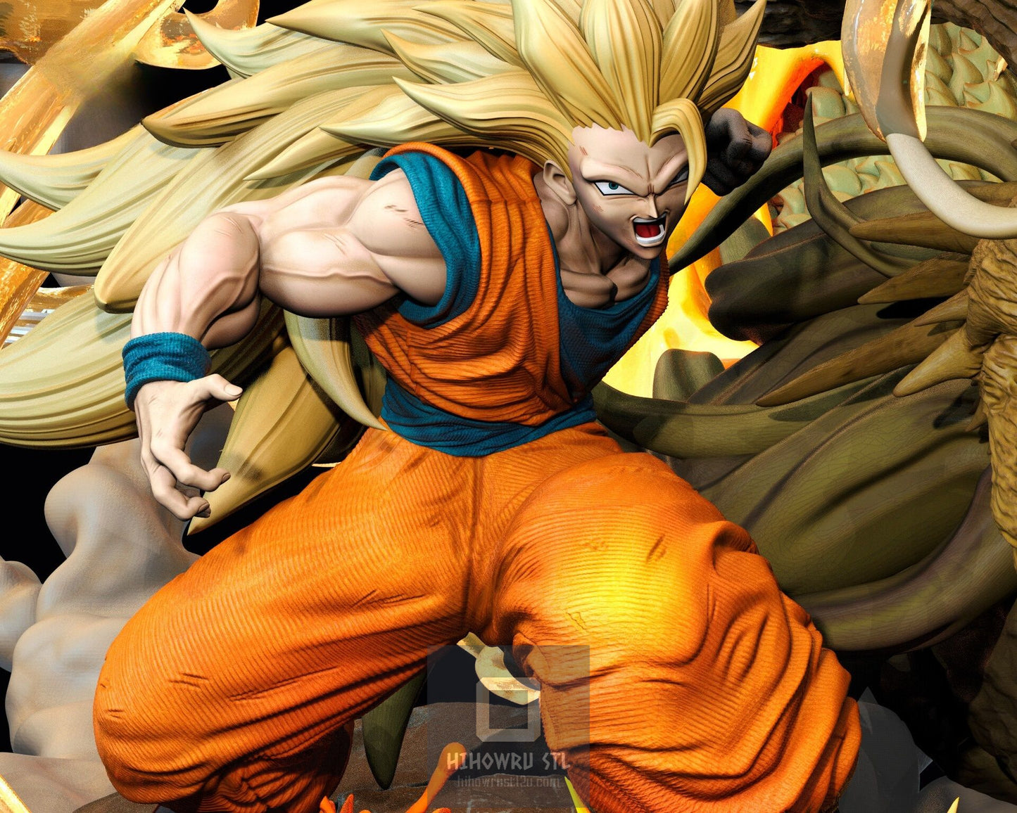 4576 Goku SSJ3 Dragon Fist Diorama - Dragon Ball - STL 3D Print Files