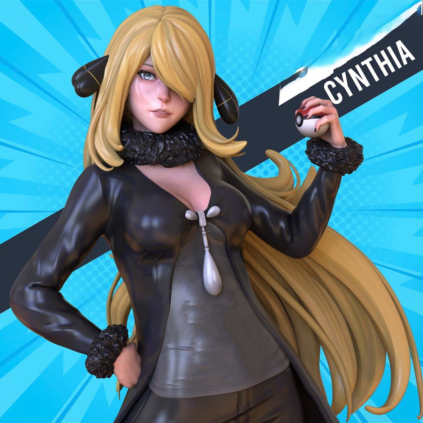 Cynthia NSFW with Garchomp - Pokemon - STL 3D Print Files