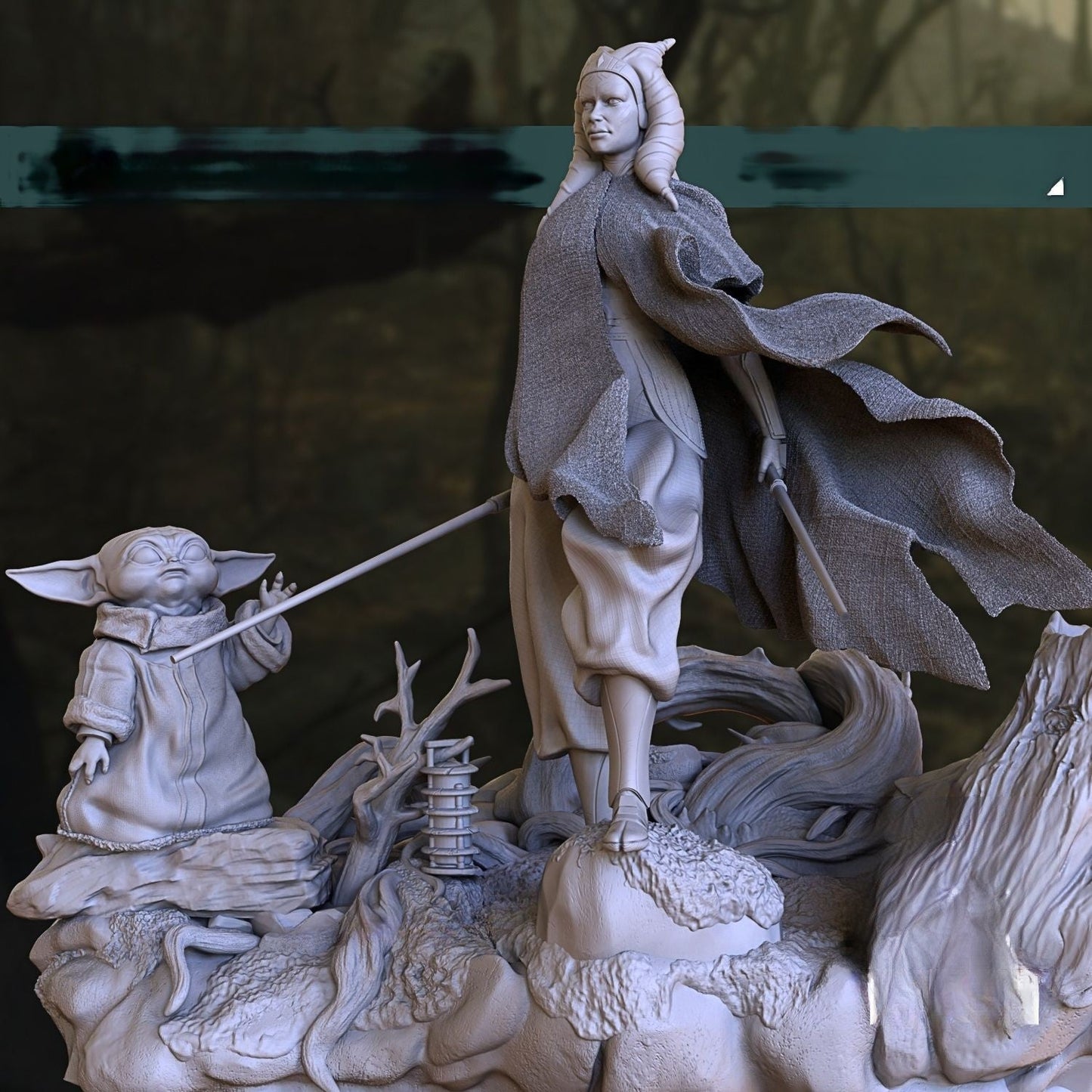 Ahsoka NSFW and Baby Yoda Diorama - Star Wars -The Clone Wars - STL 3D Print Files