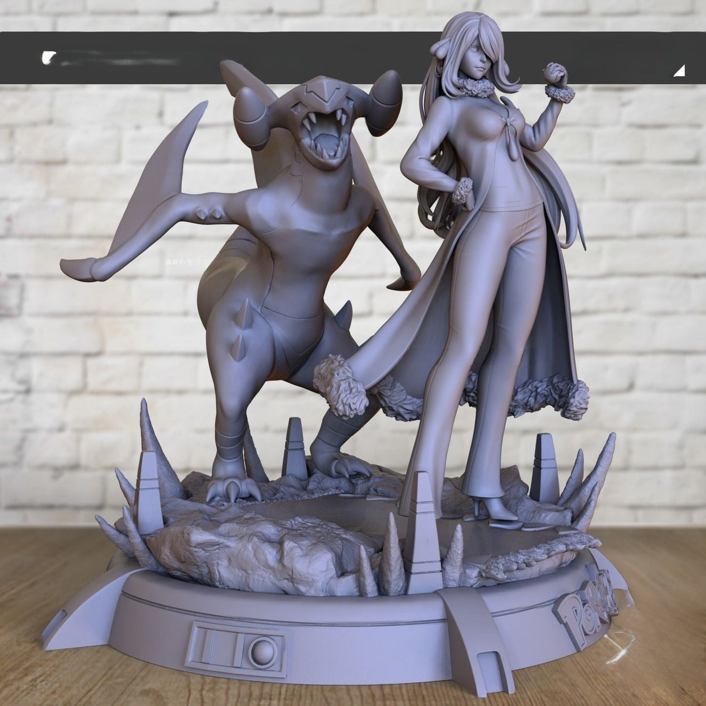 Cynthia NSFW with Garchomp - Pokemon - STL 3D Print Files