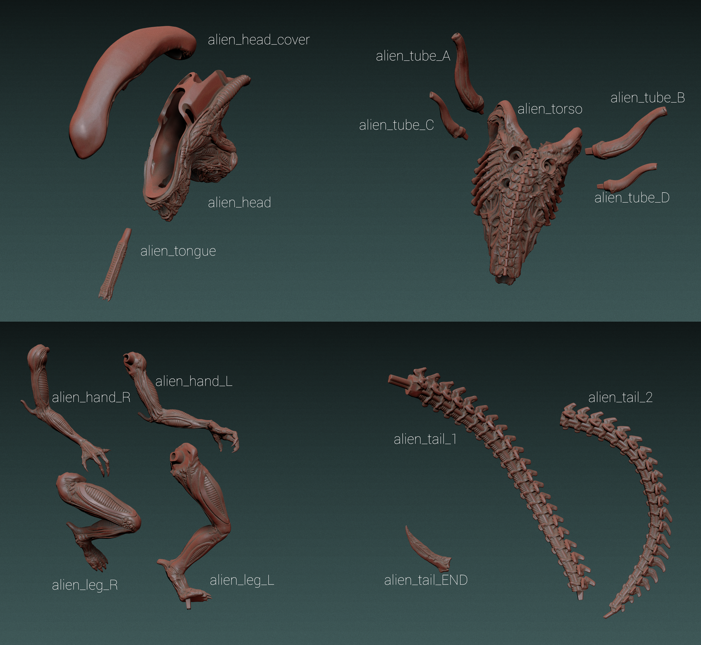 Alien Statue - STL 3D Print Files