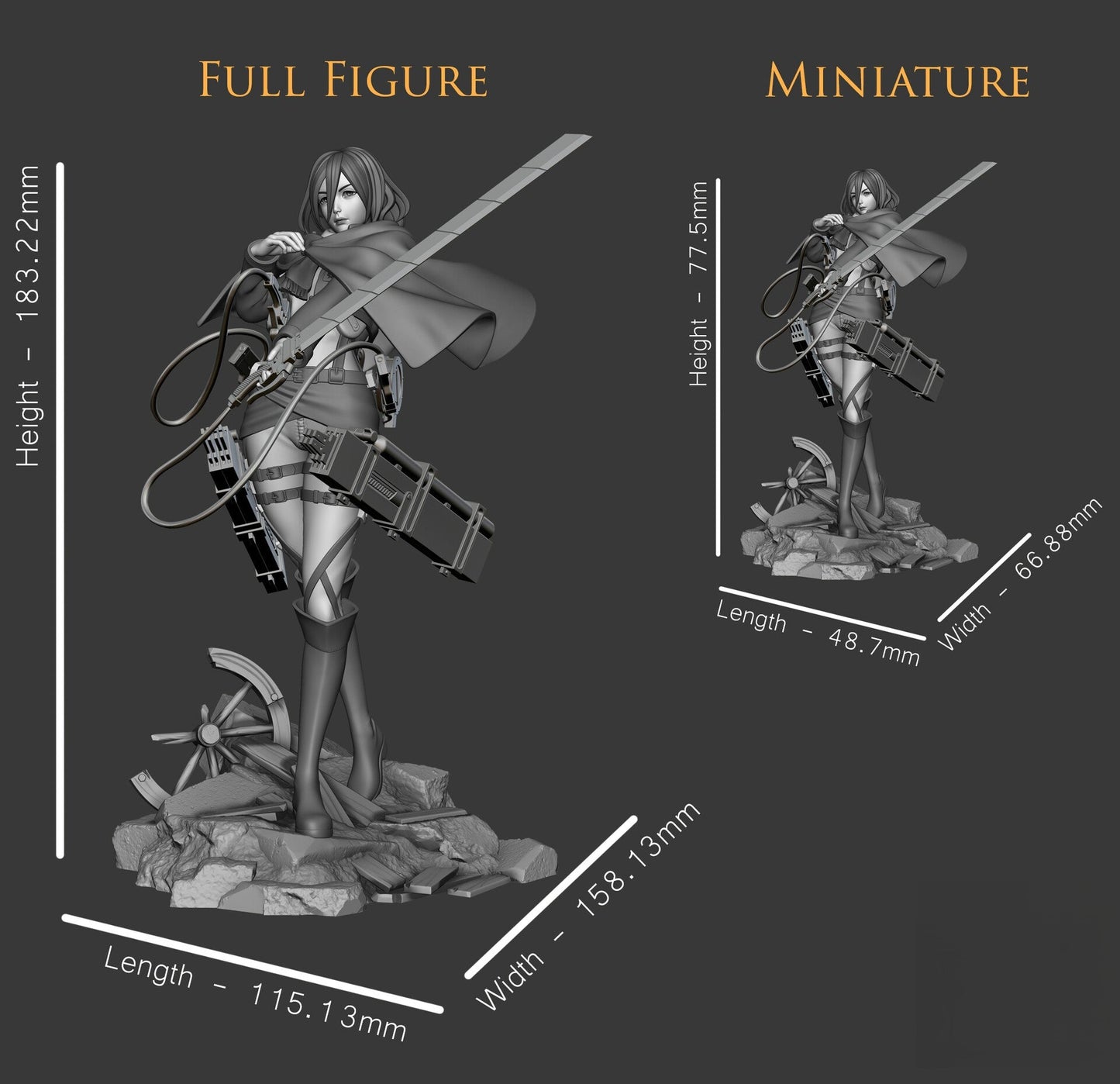 Mikasa Ackerman and Eren Titan - Attack on Titan - STL 3D Print Files