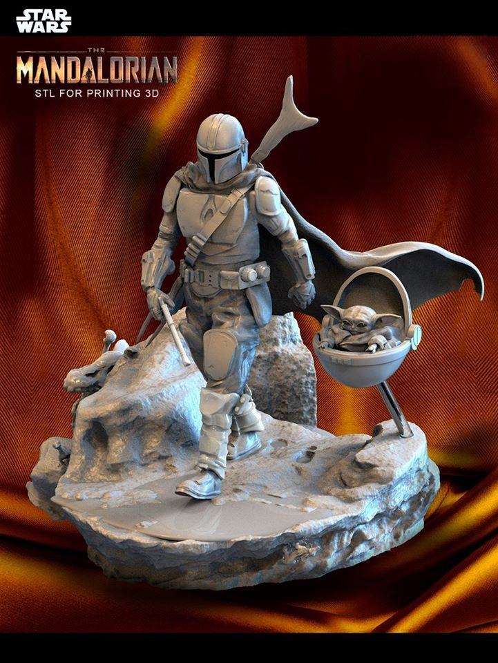 Mandalorian and Baby Yoda - The Mandalorian - STL 3D Print Files