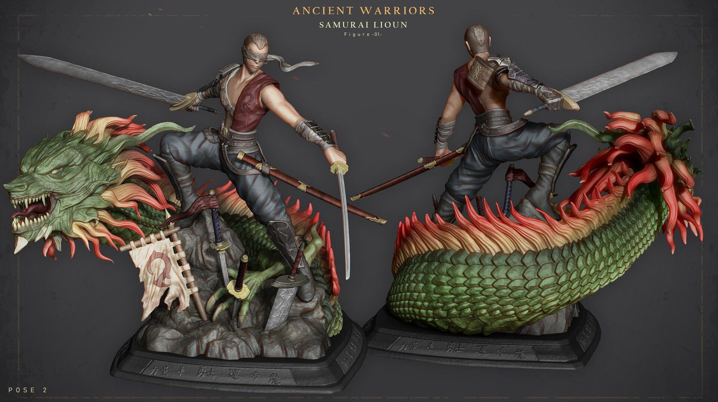 Ancient Warriors with Dragon - STL 3D Print Files