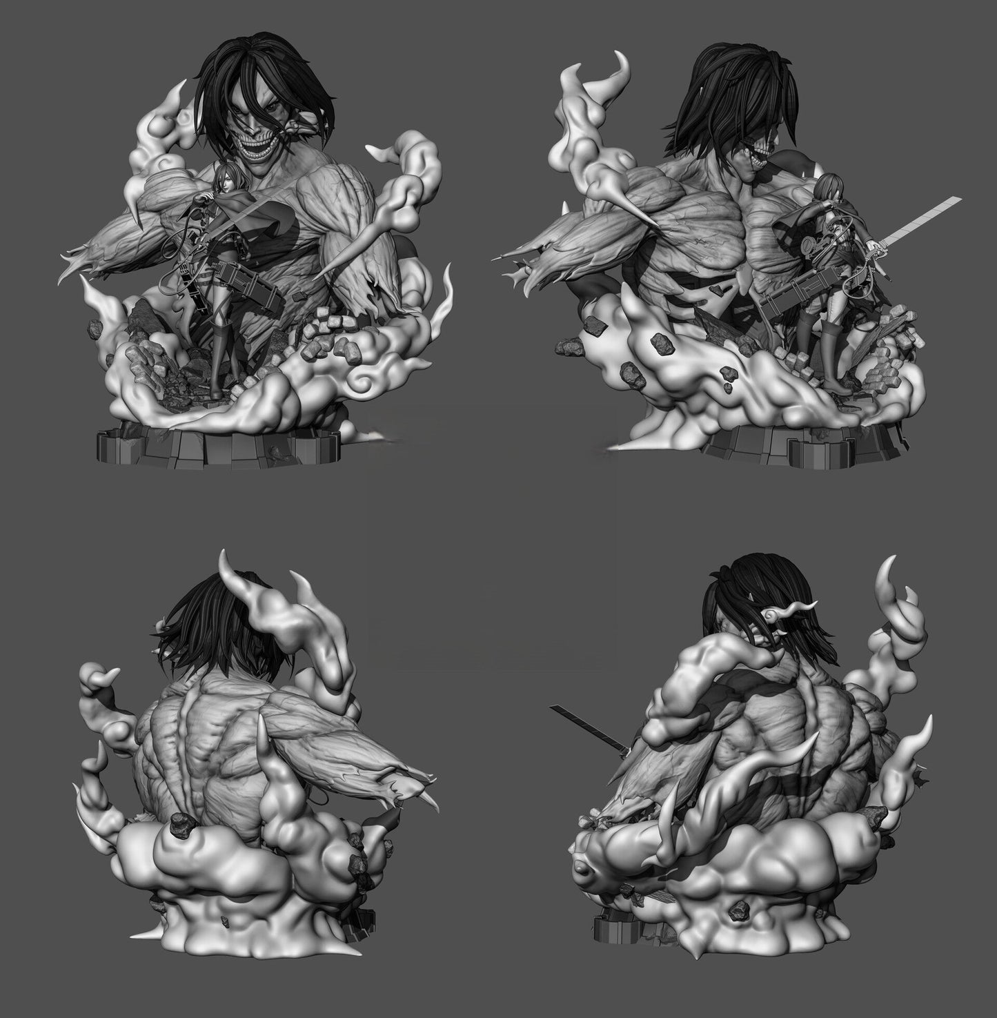 Mikasa Ackerman and Eren Titan - Attack on Titan - STL 3D Print Files