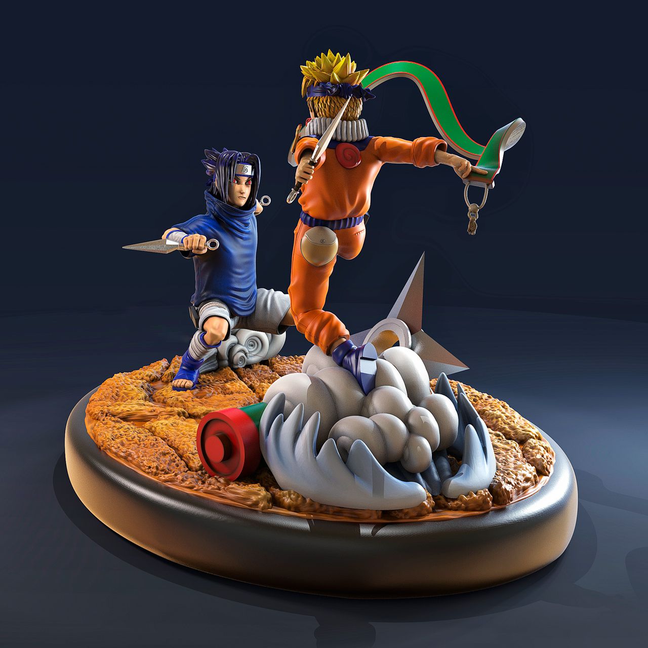 Naruto vs Sakuke Diorama - Naruto - STL 3D Print Files