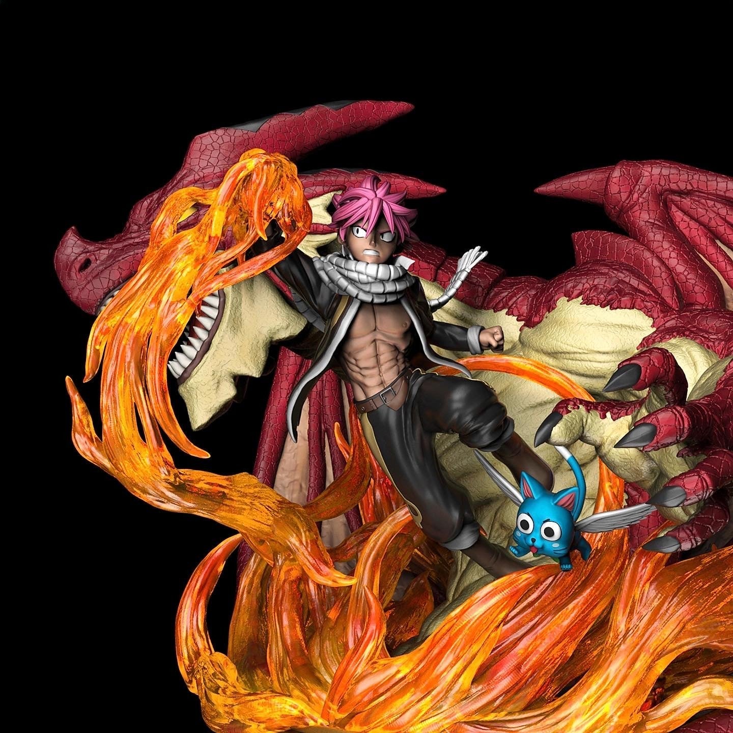 Natsu and Igneel - Fairy Tail - STL 3D Print Files