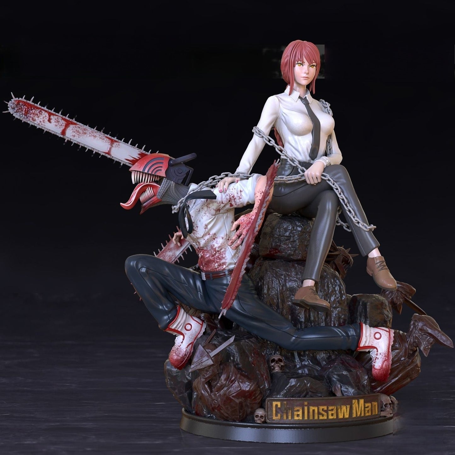 Makima and Denji Diorama - Chainsaw Man - STL 3D Print Files