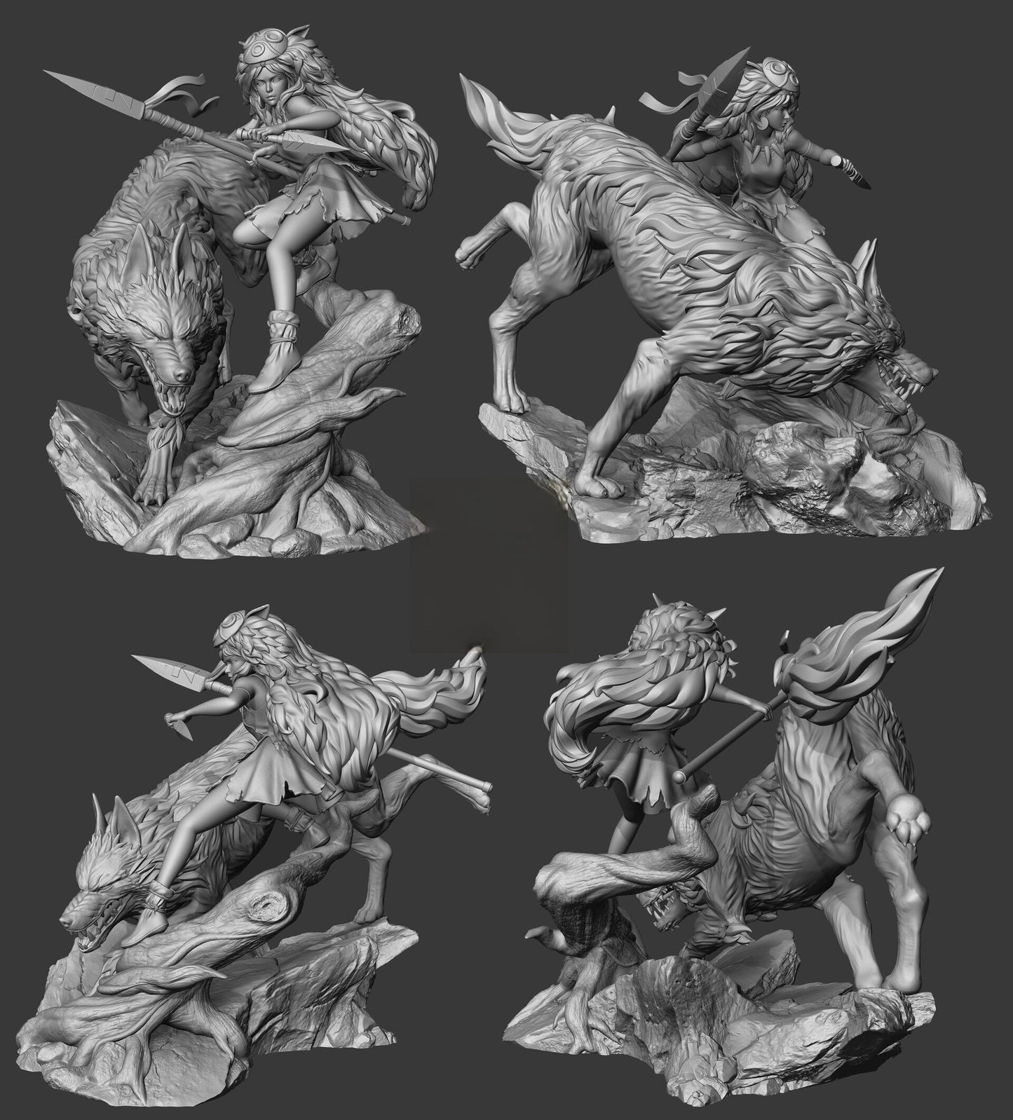 Princess Mononoke And Wolf - STL 3D Print Files