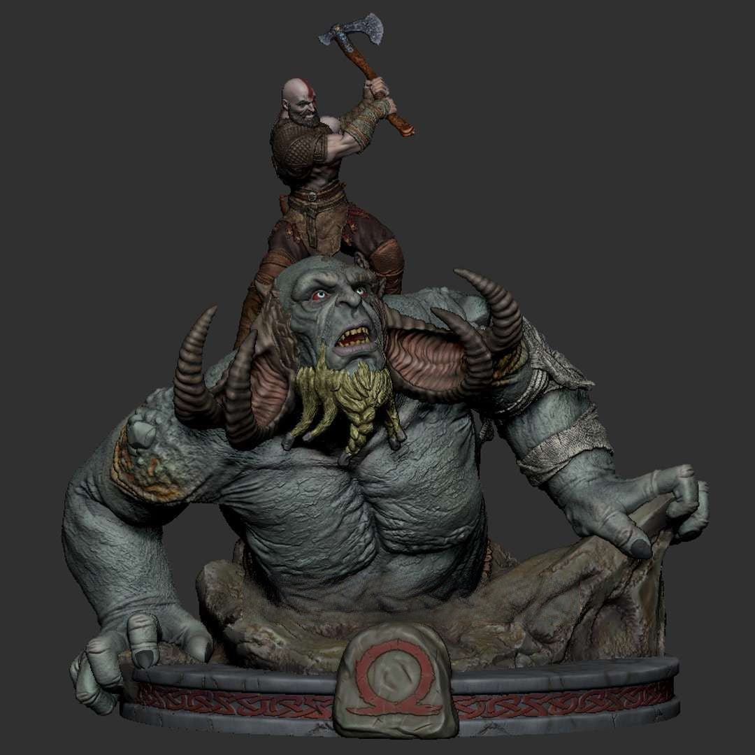 Kratos VS Troll - God of War Diorama - STL 3D Print Files