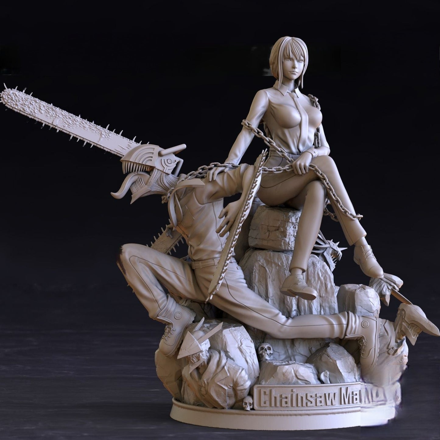 Makima and Denji Diorama - Chainsaw Man - STL 3D Print Files