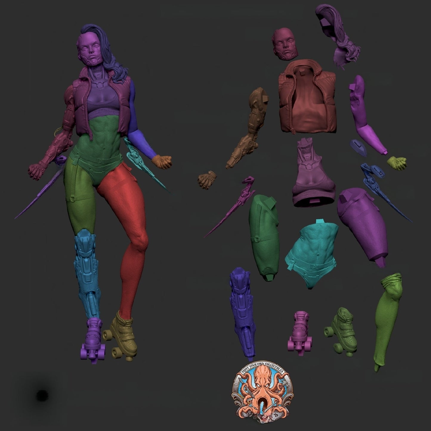 1252 Cyberpunk Girl - STL 3D Print Files