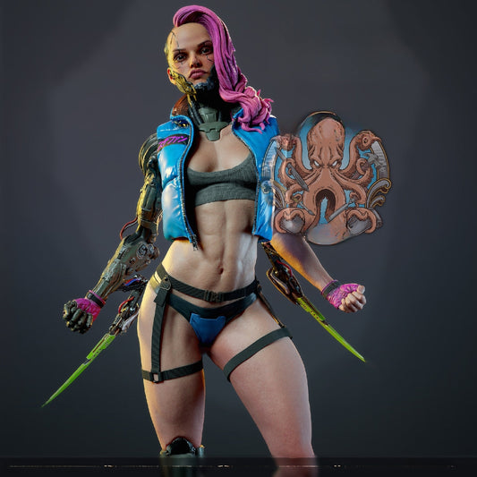 1252 Cyberpunk Girl - STL 3D Print Files