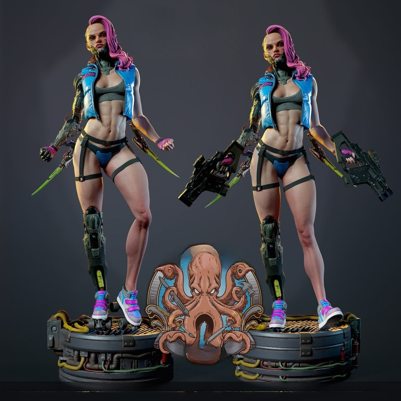 1252 Cyberpunk Girl - STL 3D Print Files My Stl 1252 Cyberpunk Girl - STL 3D Print Files My Stl