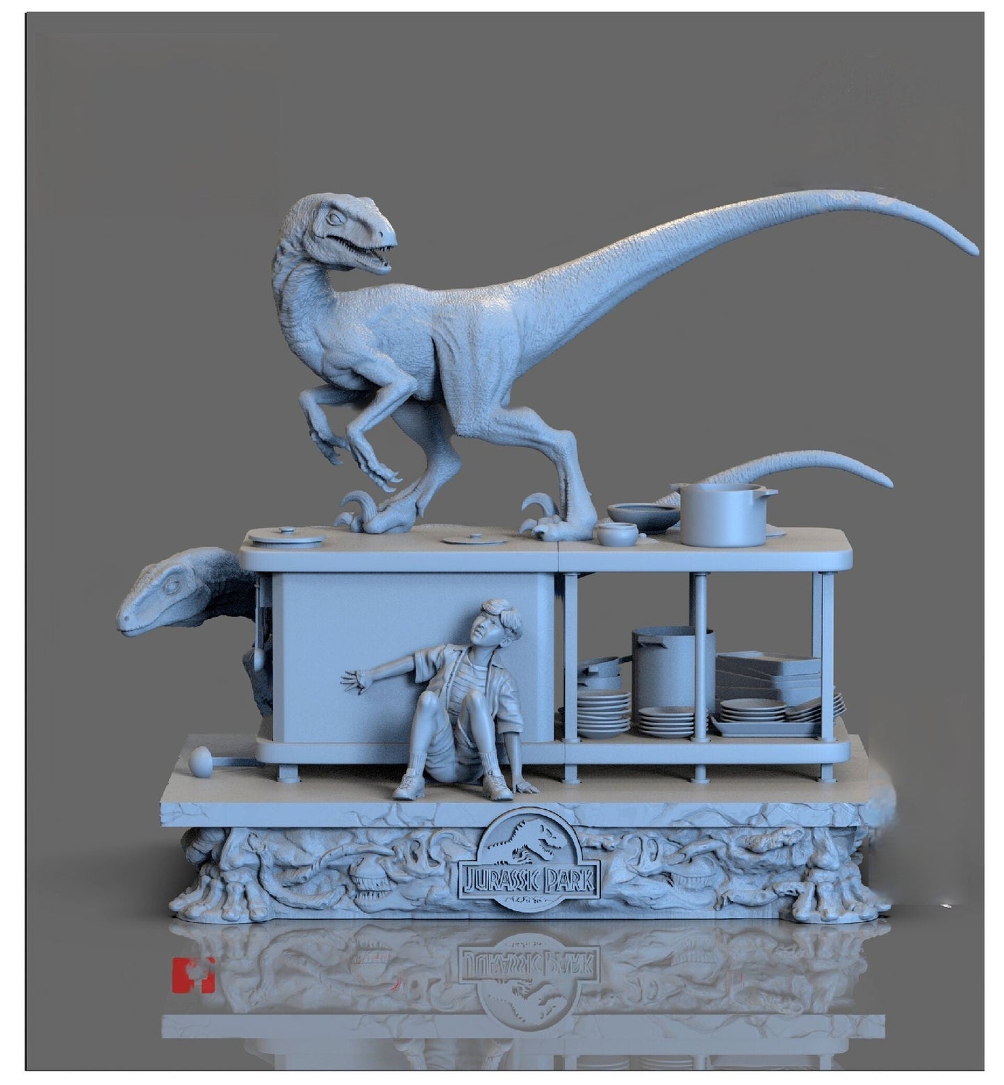 Velociraptor Diorama - Jurassic Park - STL 3D Print Files