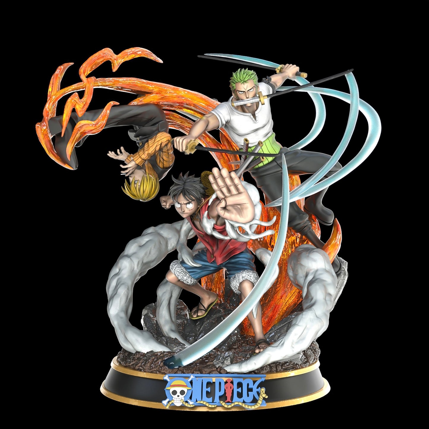 ONE PIECE Diorama - Sanji  Roronoa Zoro Monkey D. Luffy - STL 3D Print Files