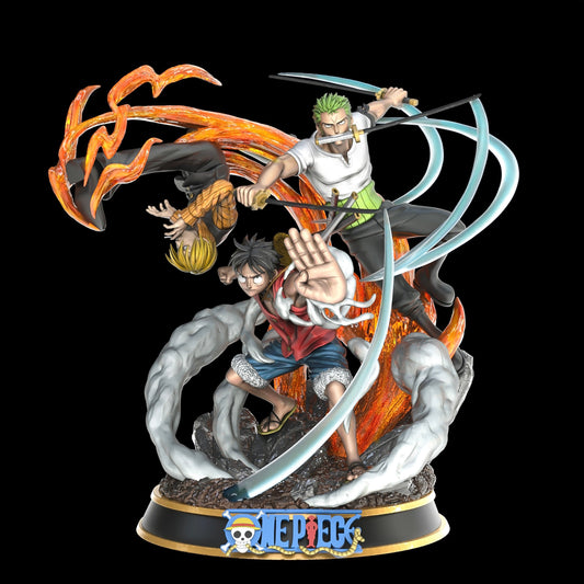 ONE PIECE Diorama - Sanji  Roronoa Zoro Monkey D. Luffy - STL 3D Print Files