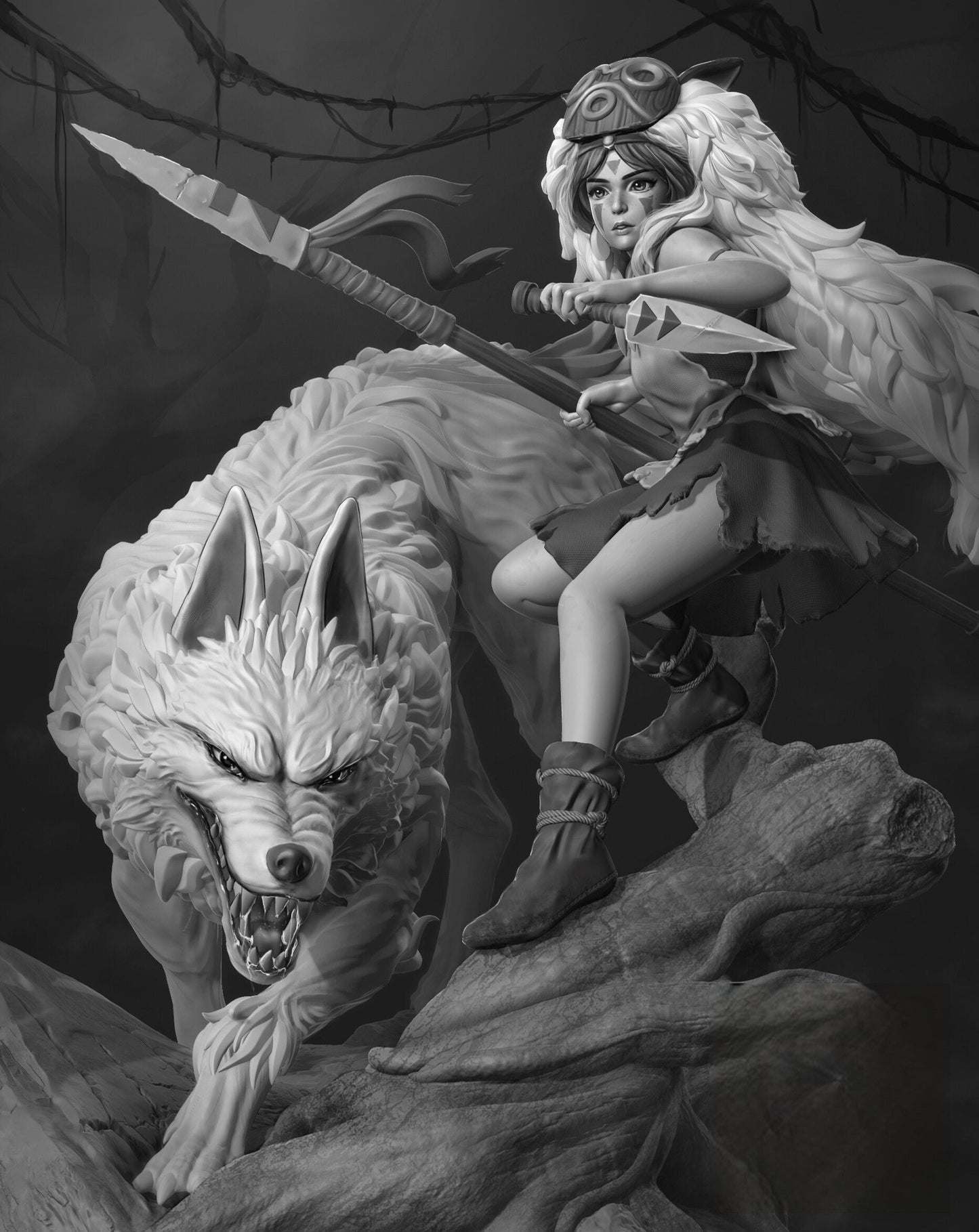 Princess Mononoke And Wolf - STL 3D Print Files