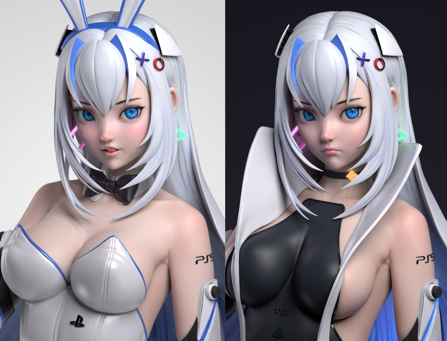 PS5 Chan and Bunny Statue  - STL 3D Print Files