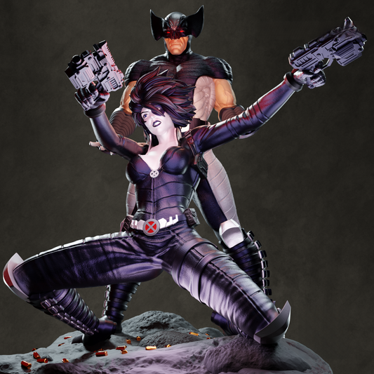 Wolverine and Domino - X-men - STL 3D Print Files