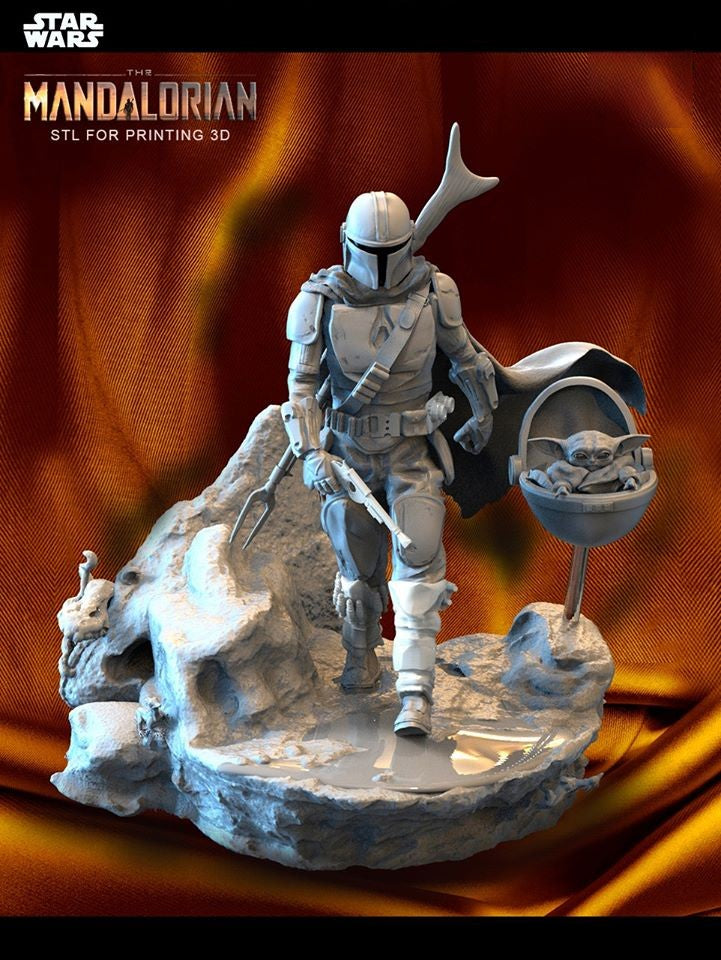 Mandalorian and Baby Yoda - The Mandalorian - STL 3D Print Files