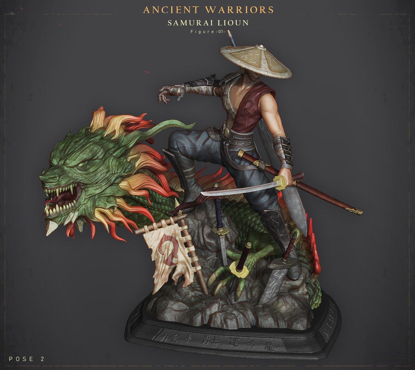 Ancient Warriors with Dragon - STL 3D Print Files