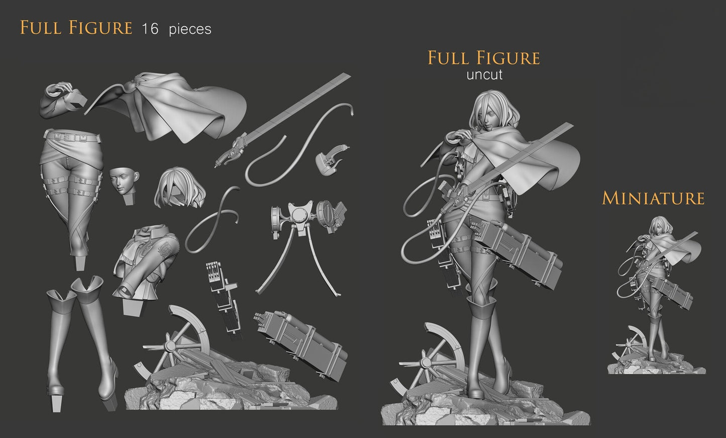 Mikasa Ackerman and Eren Titan - Attack on Titan - STL 3D Print Files