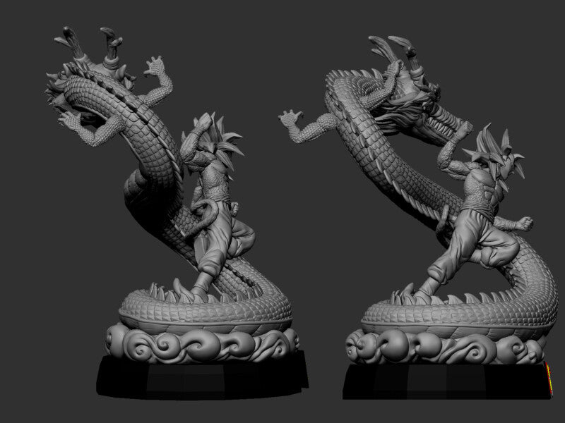 Goku SSJ4 AND Shenlong - Dragon Ball GT - STL 3D Print Files