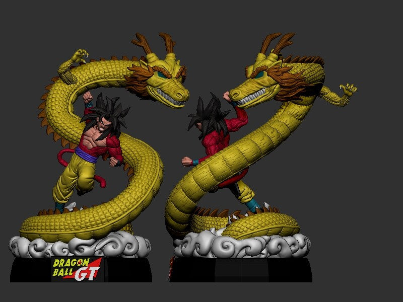 Goku SSJ4 AND Shenlong - Dragon Ball GT - STL 3D Print Files