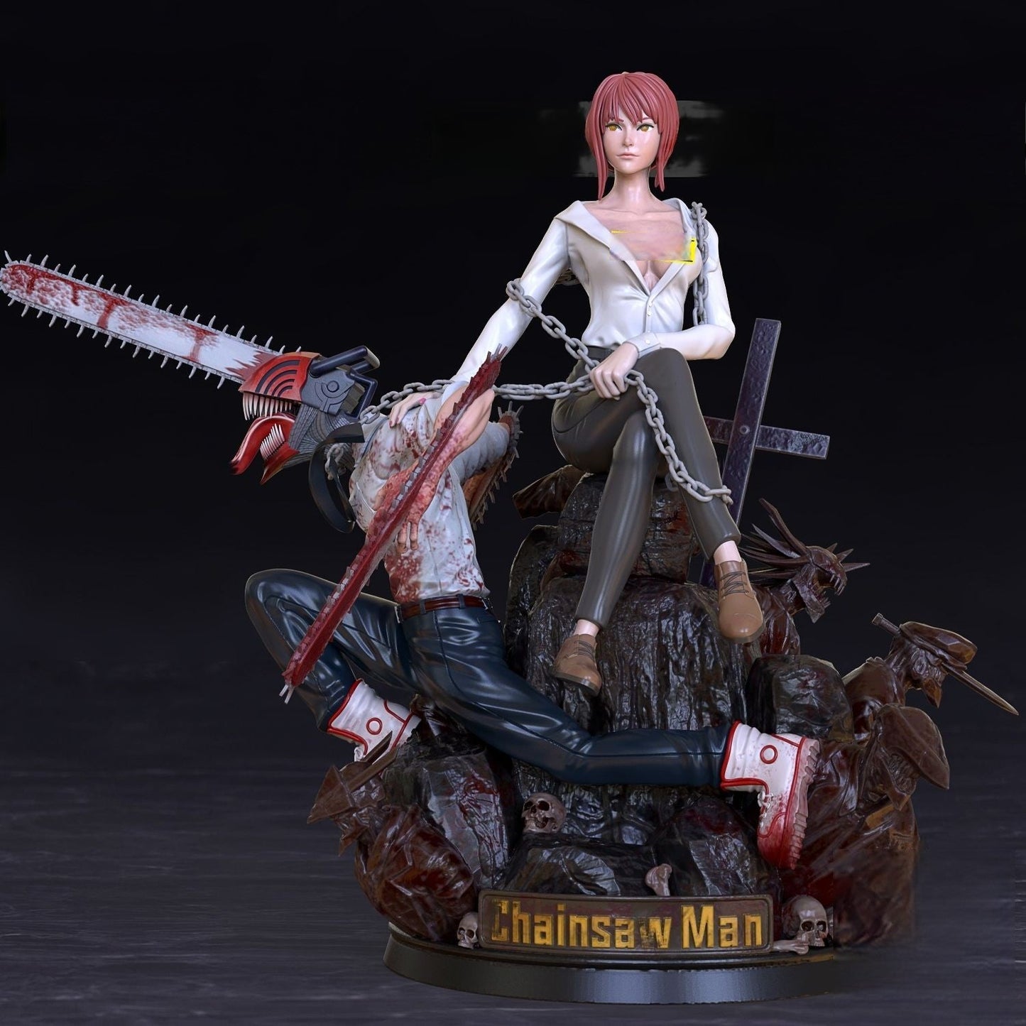 Makima and Denji Diorama - Chainsaw Man - STL 3D Print Files