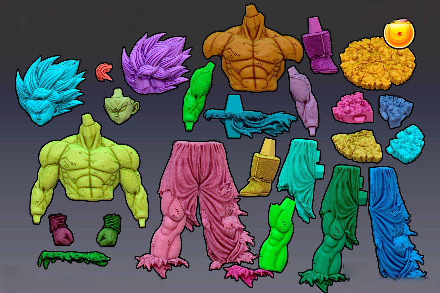 1249 Super Saiyan Goku -  Dragon Ball Z  - STL 3D Print Files