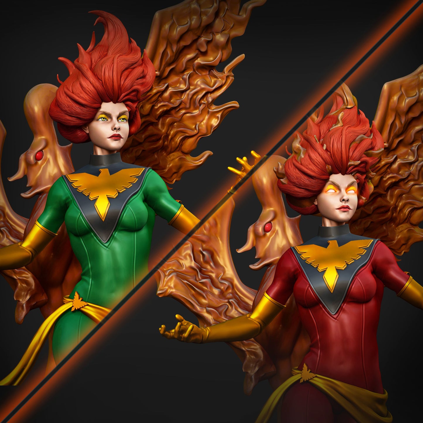 Jean Grey and Dark Phoenix - X-men - STL 3D Print Files