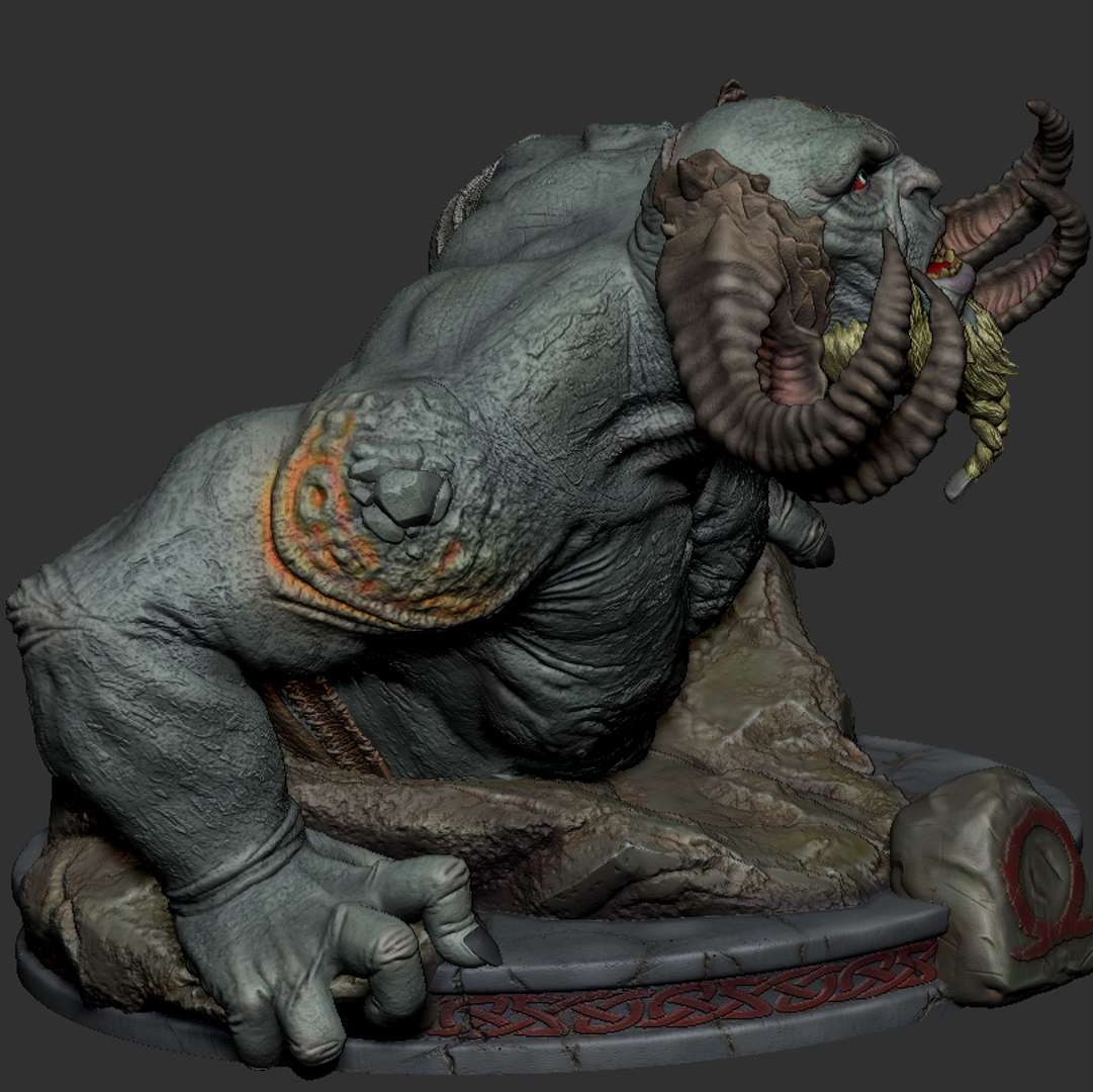 Kratos VS Troll - God of War Diorama - STL 3D Print Files