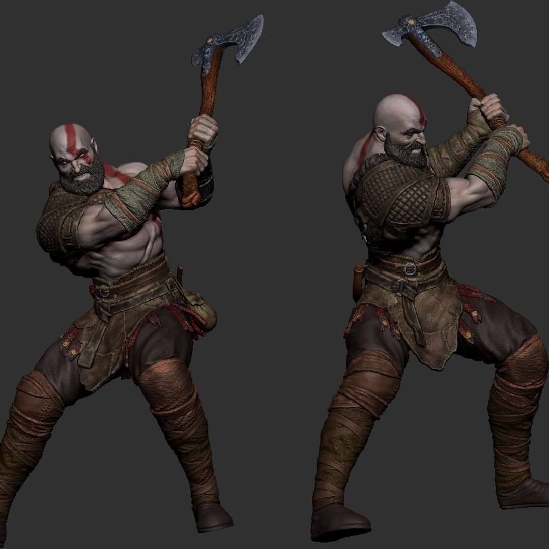 Kratos VS Troll - God of War Diorama - STL 3D Print Files