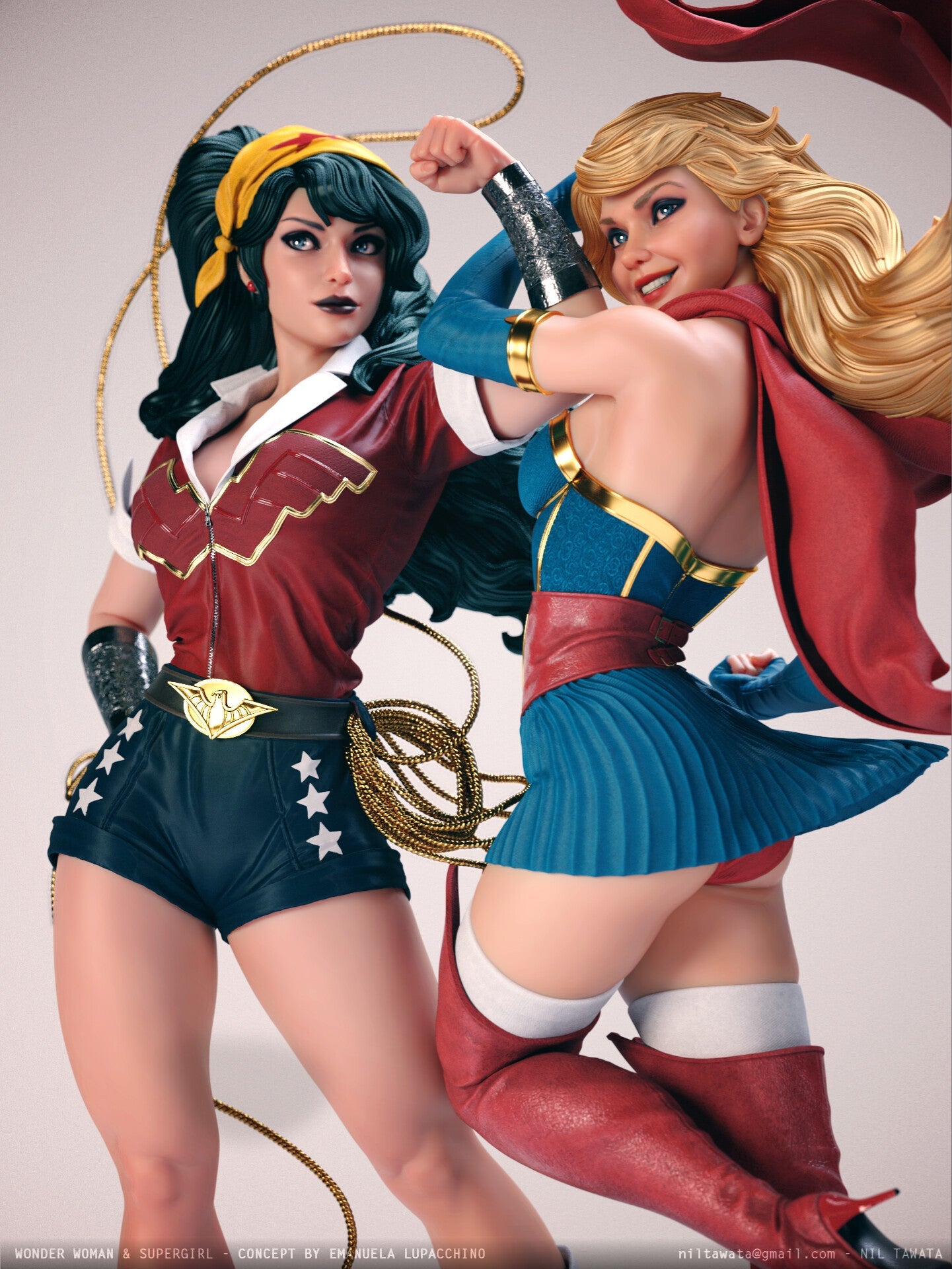 Classic Wonder Woman And Supergirl - STL 3D Print Files