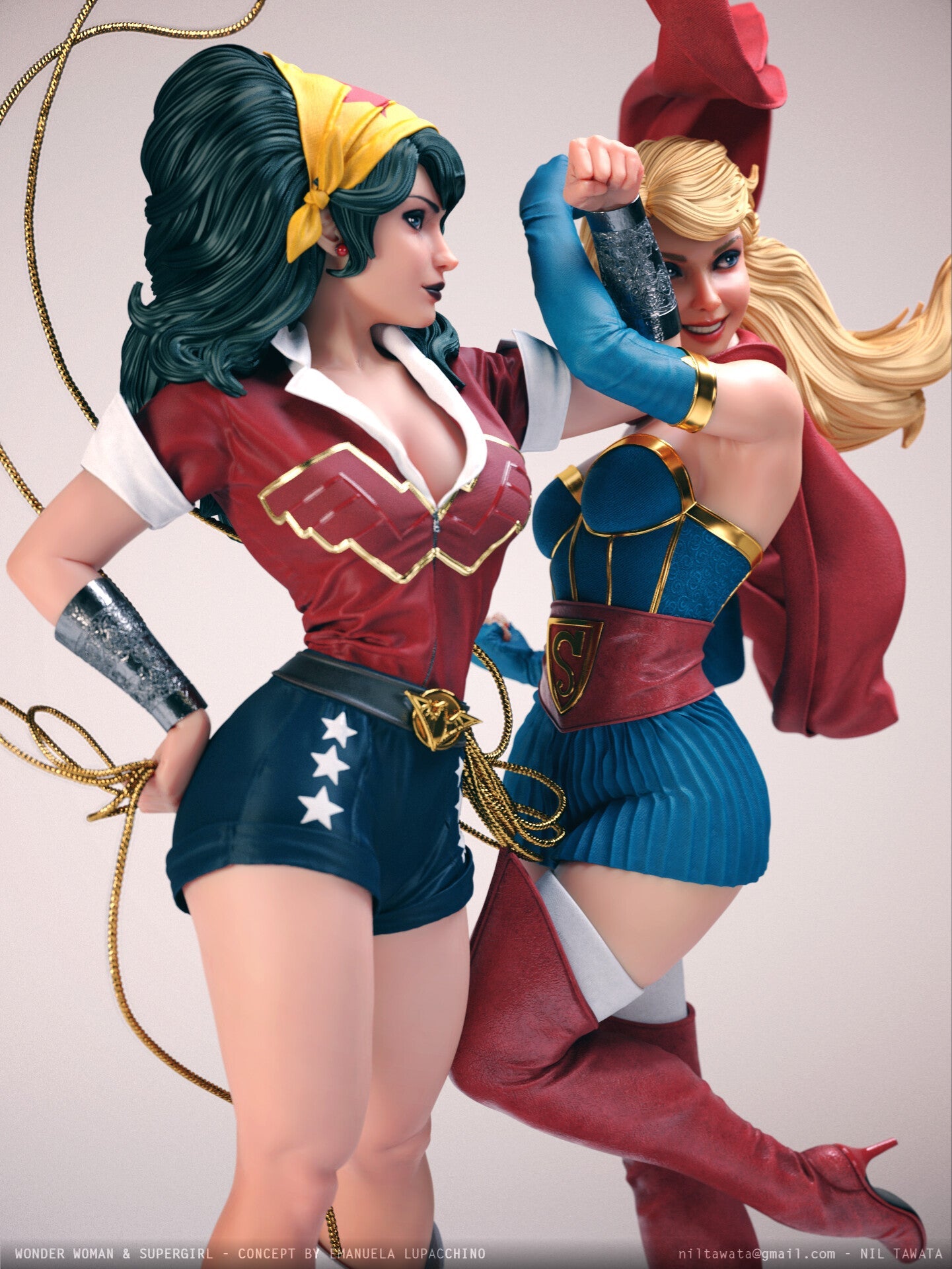 Classic Wonder Woman And Supergirl - STL 3D Print Files