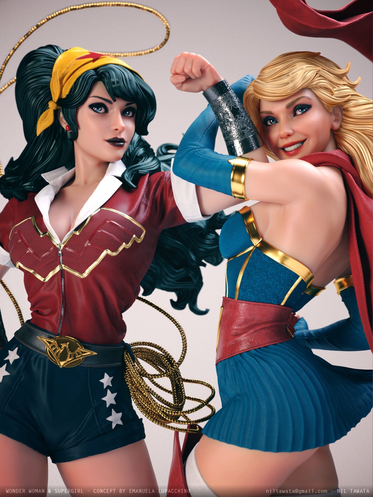 Classic Wonder Woman And Supergirl - STL 3D Print Files