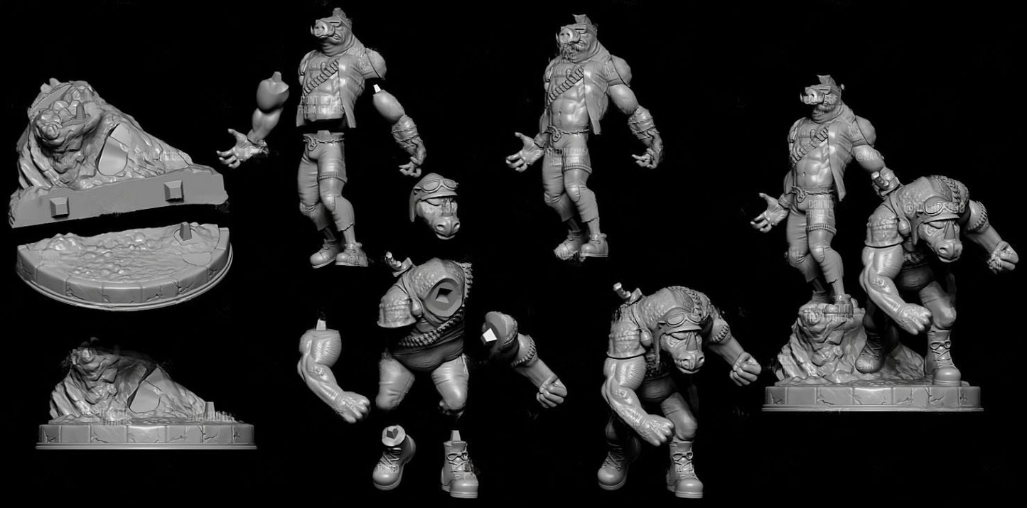 Rocksteady and Bebop - TMNT - STL 3D Print Files