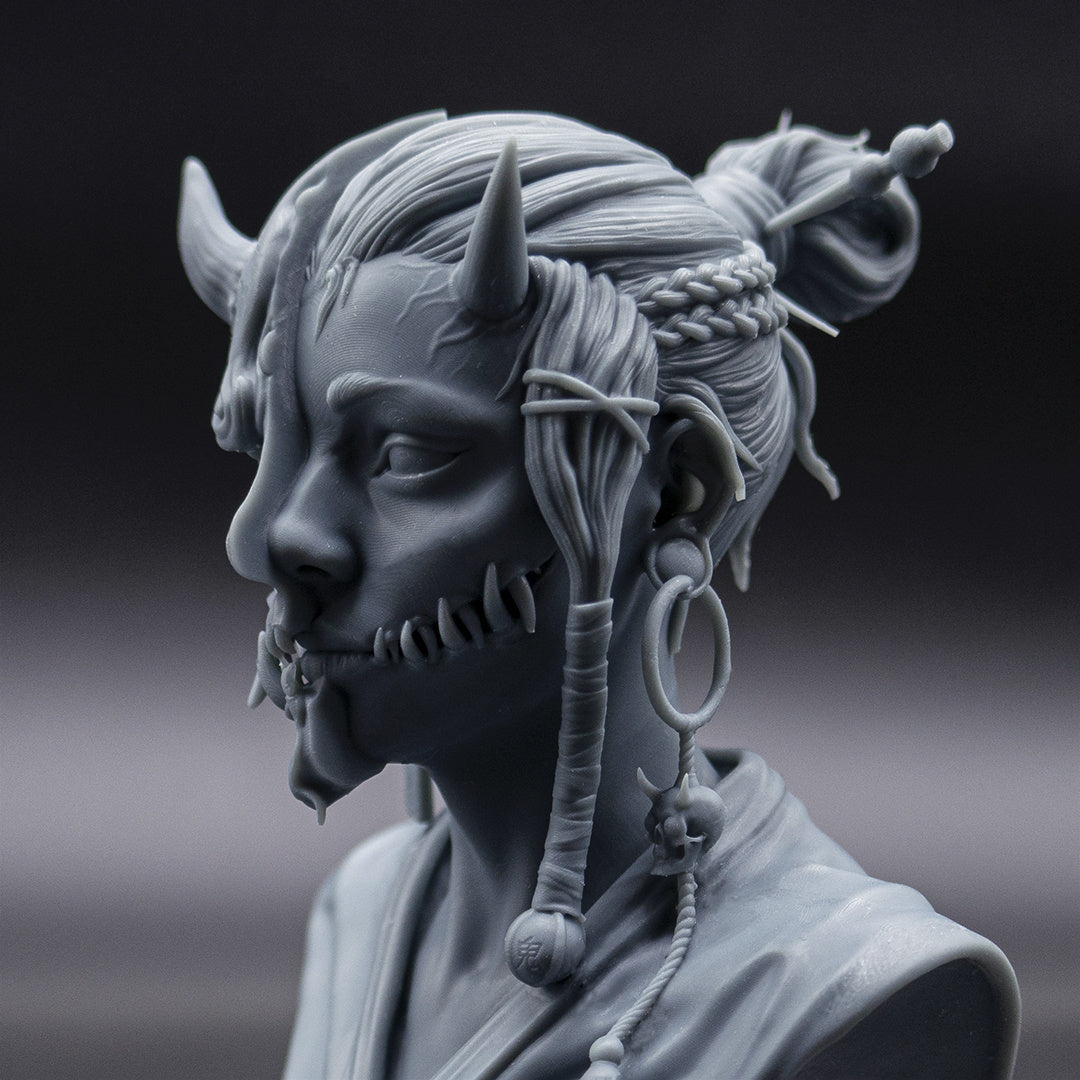 Ghost Girl With Hannya Mask Bust - STL 3D Print Files