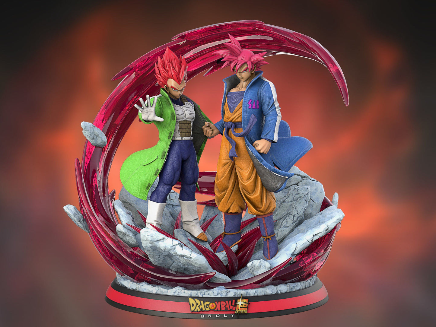 Son Goku and Vegeta Super Saiyan God - Dragon Ball Super - STL 3D Print Files