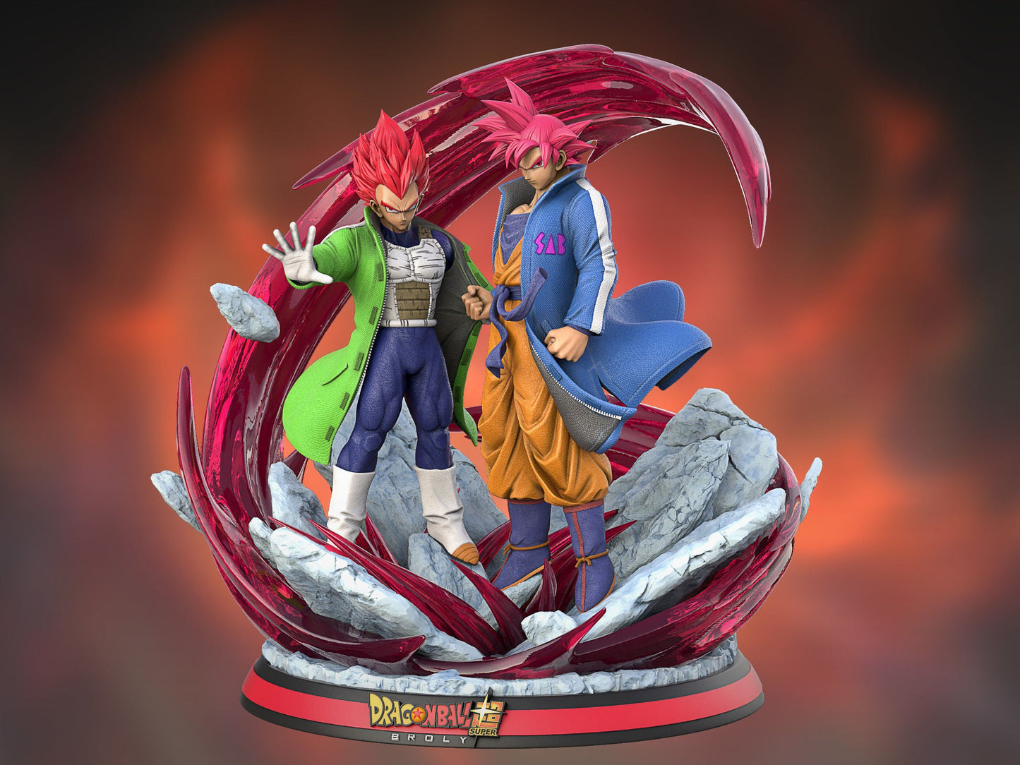 Son Goku and Vegeta Super Saiyan God - Dragon Ball Super - STL 3D Print Files