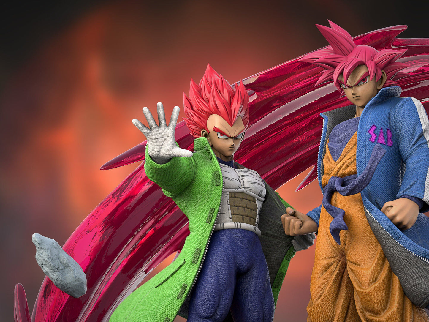 Son Goku and Vegeta Super Saiyan God - Dragon Ball Super - STL 3D Print Files